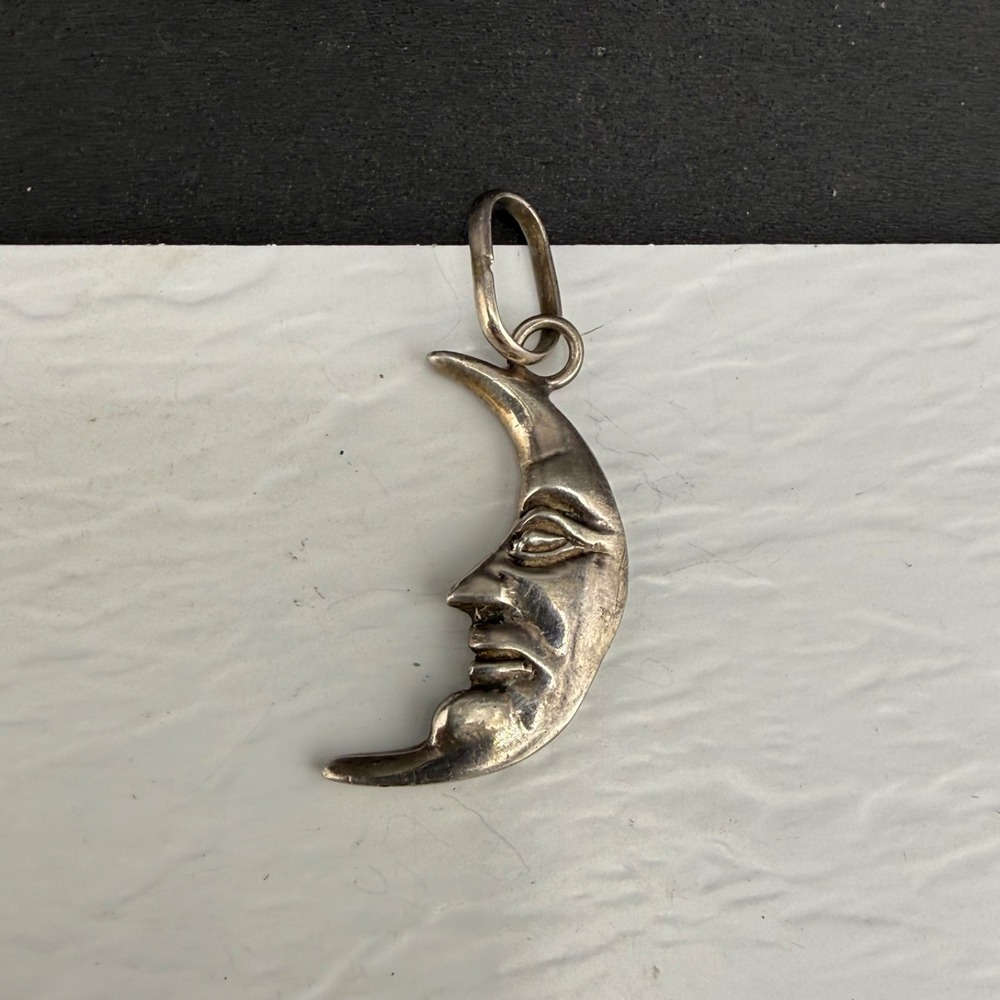 Vintage Taxco Sterling Silver Man In The Moon Pendant